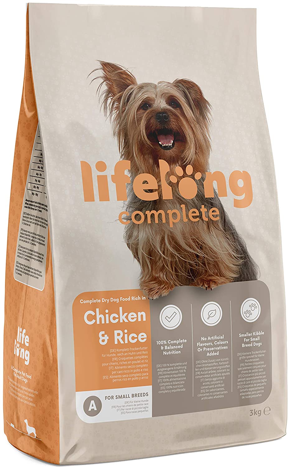 Alimento seco completo para perros (razas pequeñas) rico en pollo y arroz, 1 x 3 kg