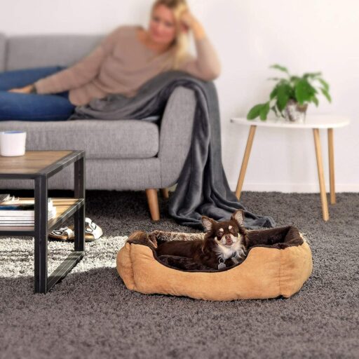 Perros sofá con cojín Reversible tamaño y color a elegir (marrón - beige)